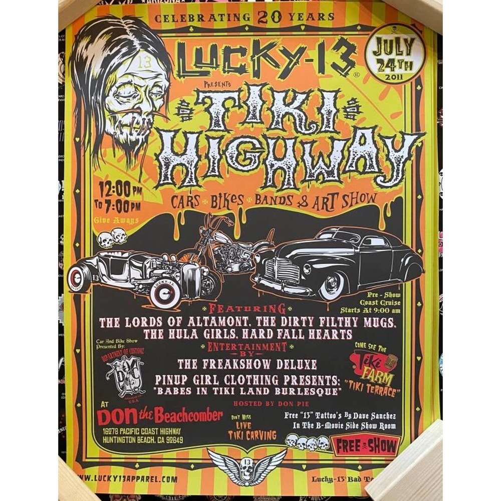 Lucky 13 Tiki Highway 20th Anniversary Event Screen Printed Poster